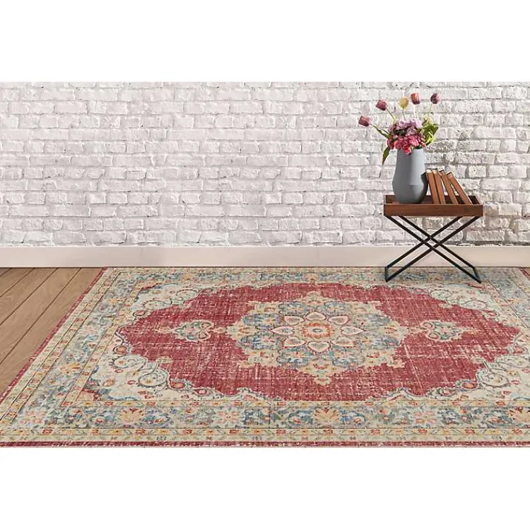 Kirklands Home Area Rugs|Vintage Medallion Area Rug, 7x10 Red