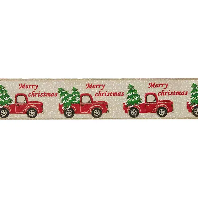 Online Red Vintage Truck 16 yard Christmas Ribbon Christmas Tree Decorations