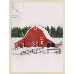 Hot Red Winter Barn Framed Art Print Christmas Art & Wall Decor