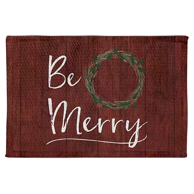 Sale Red Wreath Be Merry Accent Rug Christmas Decorations