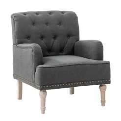 Kirklands Home Accent Chairs|Reginald Charcoal Button Tufted Armchair Gray