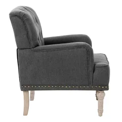 Kirklands Home Accent Chairs|Reginald Charcoal Button Tufted Armchair Gray
