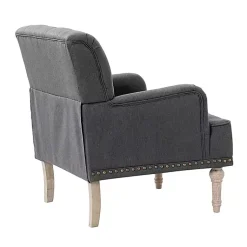 Kirklands Home Accent Chairs|Reginald Charcoal Button Tufted Armchair Gray