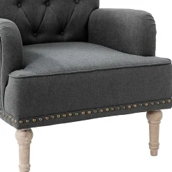 Kirklands Home Accent Chairs|Reginald Charcoal Button Tufted Armchair Gray