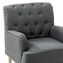 Kirklands Home Accent Chairs|Reginald Charcoal Button Tufted Armchair Gray