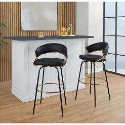 Kirklands Home Bar Stools & Counter Height Stools|Remy Swivel Bar Stools, Set of 2 Black