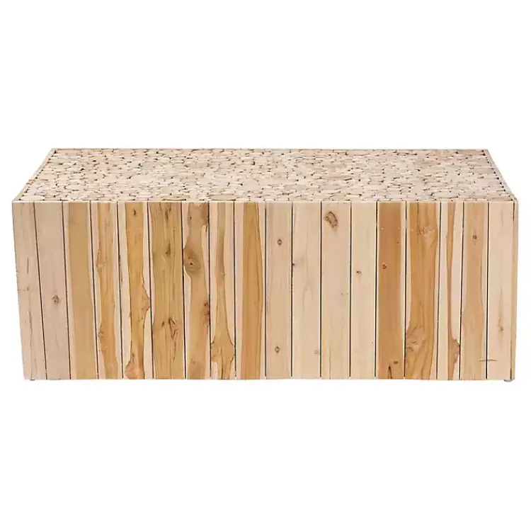 Kirklands Home Coffee Tables|Repurposed Wood Logs Recgle Coffee Table Tan