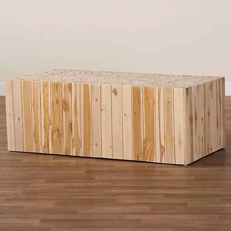 Kirklands Home Coffee Tables|Repurposed Wood Logs Recgle Coffee Table Tan