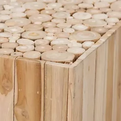 Kirklands Home Coffee Tables|Repurposed Wood Logs Square Coffee Table Tan