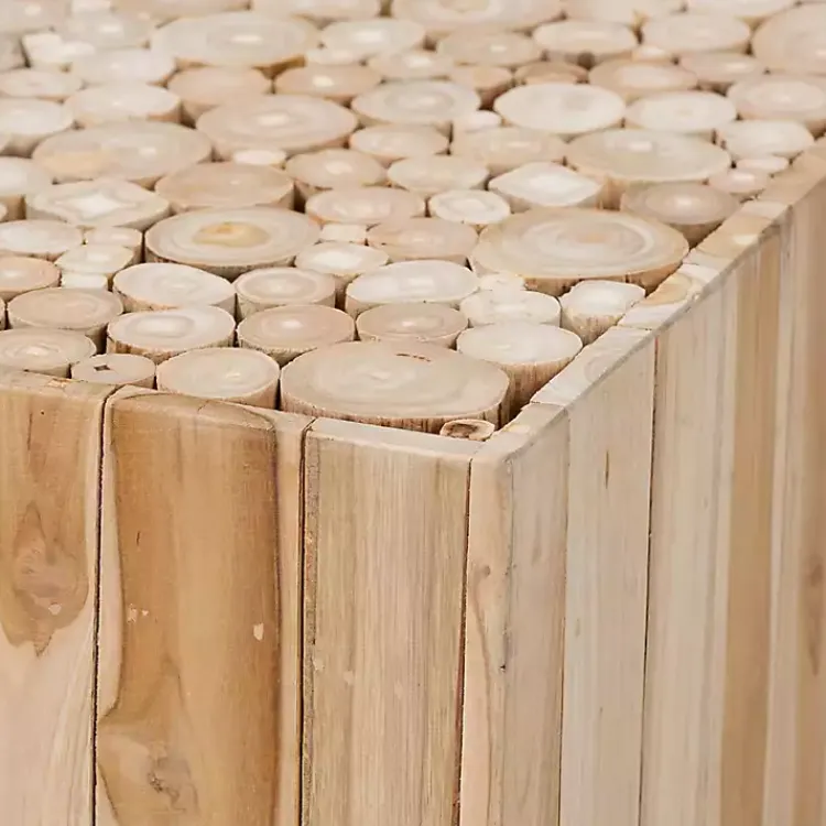 Kirklands Home Coffee Tables|Repurposed Wood Logs Square Coffee Table Tan