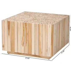 Kirklands Home Coffee Tables|Repurposed Wood Logs Square Coffee Table Tan
