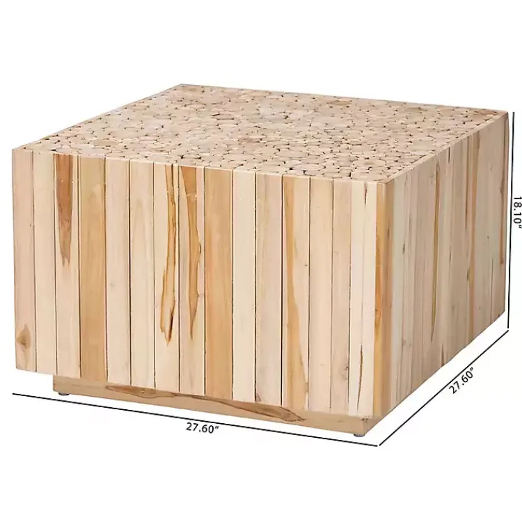 Kirklands Home Coffee Tables|Repurposed Wood Logs Square Coffee Table Tan