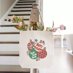 Discount Retro Christmas Ornaments Canvas Tote Bag Christmas Decorations