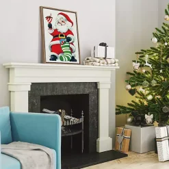 Sale Retro Santa with Martini Framed Canvas Art Print Christmas Art & Wall Decor