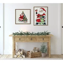Sale Retro Santa with Martini Framed Canvas Art Print Christmas Art & Wall Decor