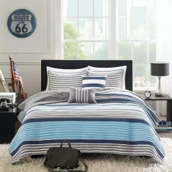Kirklands Home Quilts|Reversible Stripes 5-pc. Full/Queen Quilt Set
