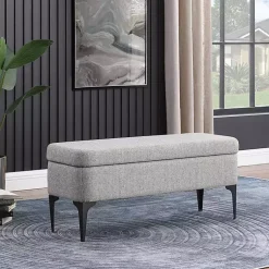 Kirklands Home Benches & Ottomans|Ricardo Woven Storage Bench Gray