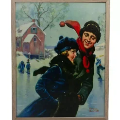Hot Rockwell Couple Ice Skating LED Canvas Art Print Christmas Art & Wall Decor