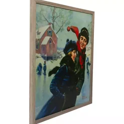Hot Rockwell Couple Ice Skating LED Canvas Art Print Christmas Art & Wall Decor