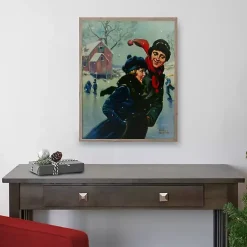 Hot Rockwell Couple Ice Skating LED Canvas Art Print Christmas Art & Wall Decor