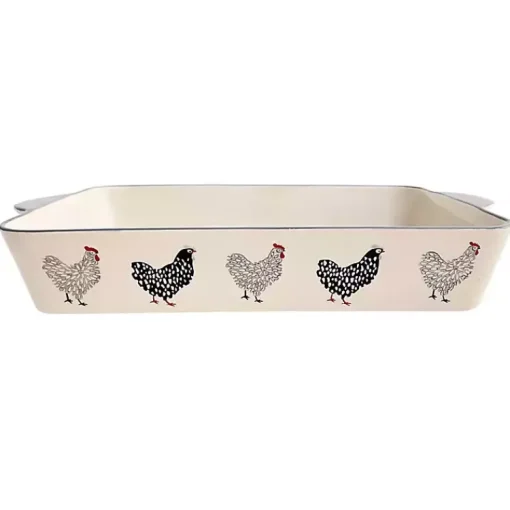 Kirklands Home Bakeware & Cookware|Rooster Stoneware Baking Dish Ivory