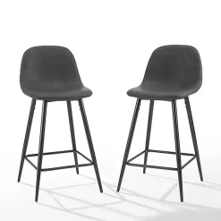 Kirklands Home Bar Stools & Counter Height Stools|Rorke Faux Leather Counter Stools, Set of 2 Black