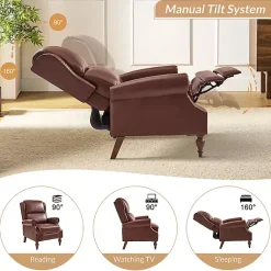 Kirklands Home Accent Chairs|Rosalie Faux Leather Manual Recliner Brown