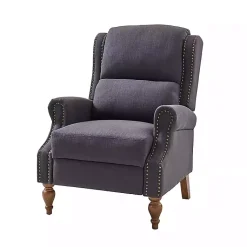 Kirklands Home Accent Chairs|Rosalie Charcoal Upholstered Manual Recliner Gray