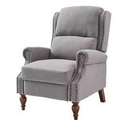 Kirklands Home Accent Chairs|Rosalie Light Upholstered Manual Recliner Gray