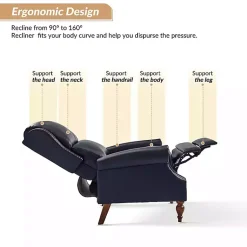 Kirklands Home Accent Chairs|Rosalie Navy Faux Leather Manual Recliner Blue