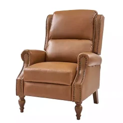 Kirklands Home Accent Chairs|Rosalie Faux Leather Manual Recliner Tan