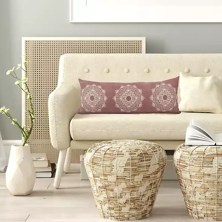 Hot Rose Bohemian Medallion Lumbar Pillow Pillows