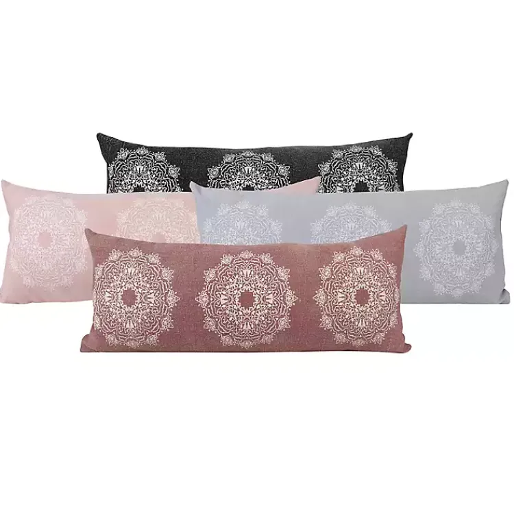 Hot Rose Bohemian Medallion Lumbar Pillow Pillows