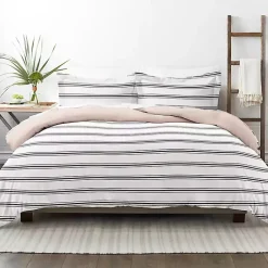 Kirklands Home Duvets|Rose Pink Echo Stripe 3-pc. Queen Duvet Cover Set