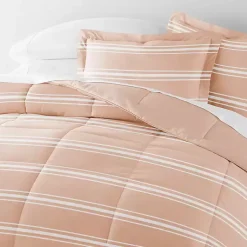 Kirklands Home Comforters|Rose Striped Reversible 3-pc. Queen Comforter Set Pink