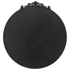 Kirklands Home Decorative Mirrors|Round Antique Floral Scroll Mirror, 39 in. Black
