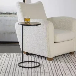 Kirklands Home Accent & End Tables|Round Black and Gold Metal C-Table