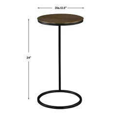 Kirklands Home Accent & End Tables|Round Black and Gold Metal C-Table