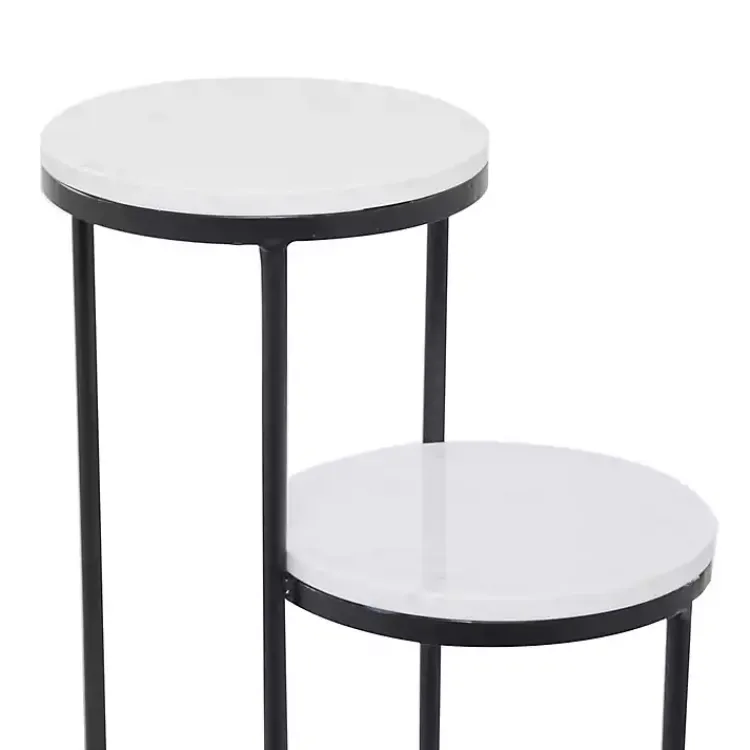 Kirklands Home Planters|Round Black and White Marble 4-Tier Plant Stand