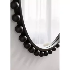 Kirklands Home Decorative Mirrors|Round Black Beaded Metal Wall Mirror