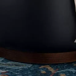 Kirklands Home Benches & Ottomans|Round Faux Leather Storage Ottoman Black