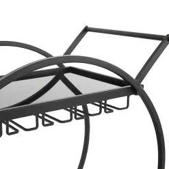 Kirklands Home Kitchen Islands & Bar Carts|Round Metal and Glass 2-Ter Bar Cart Black