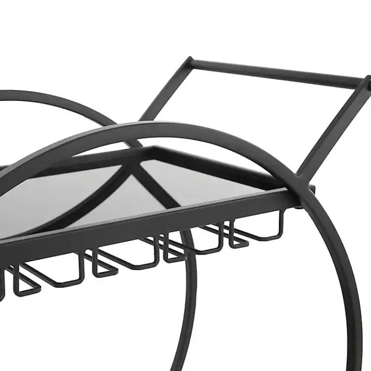 Kirklands Home Kitchen Islands & Bar Carts|Round Metal and Glass 2-Ter Bar Cart Black