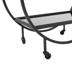 Kirklands Home Kitchen Islands & Bar Carts|Round Metal and Glass 2-Ter Bar Cart Black