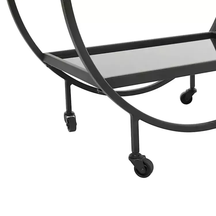 Kirklands Home Kitchen Islands & Bar Carts|Round Metal and Glass 2-Ter Bar Cart Black