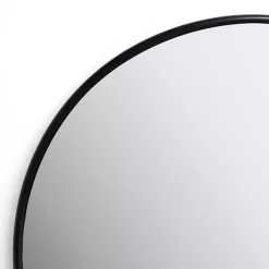 Kirklands Home Framed Mirrors|Round Black Nouveau Linear Wall Mirror, 20 in.