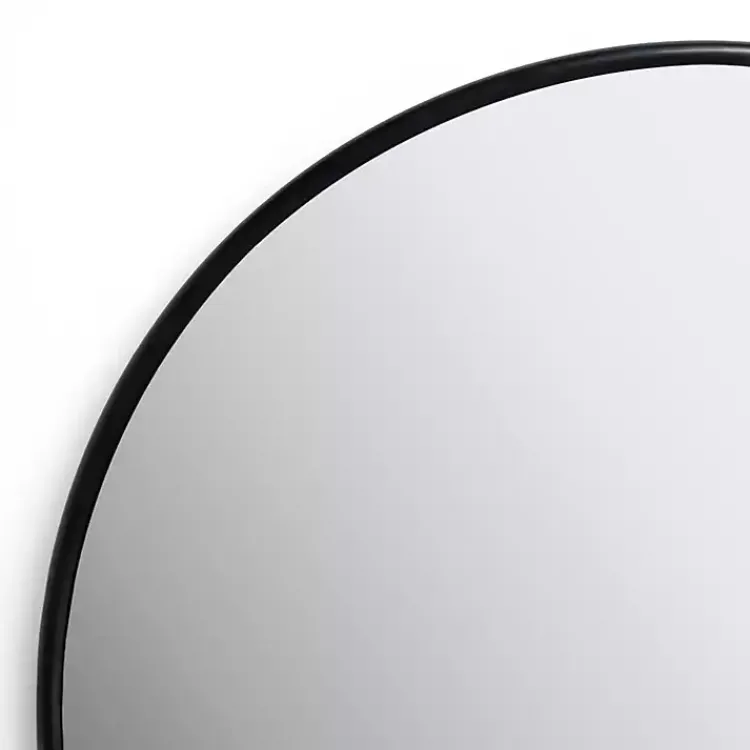 Kirklands Home Framed Mirrors|Round Black Nouveau Linear Wall Mirror, 20 in.