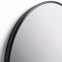 Kirklands Home Framed Mirrors|Round Black Nouveau Linear Wall Mirror, 20 in.