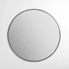 Kirklands Home Framed Mirrors|Round Black Nouveau Linear Wall Mirror, 38 in.