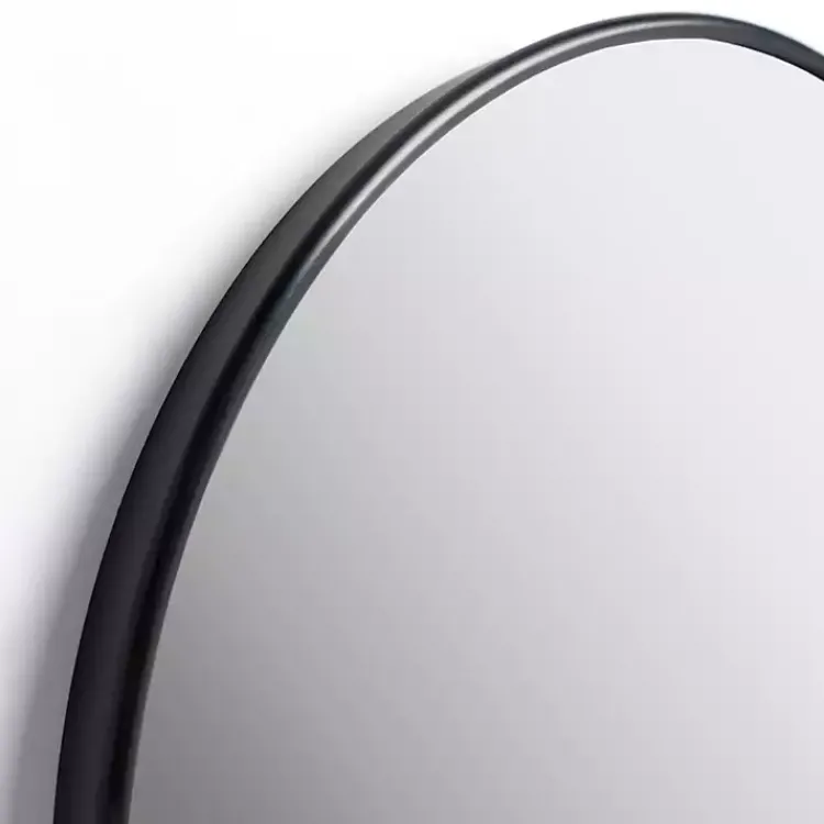 Kirklands Home Framed Mirrors|Round Black Nouveau Linear Wall Mirror, 38 in.